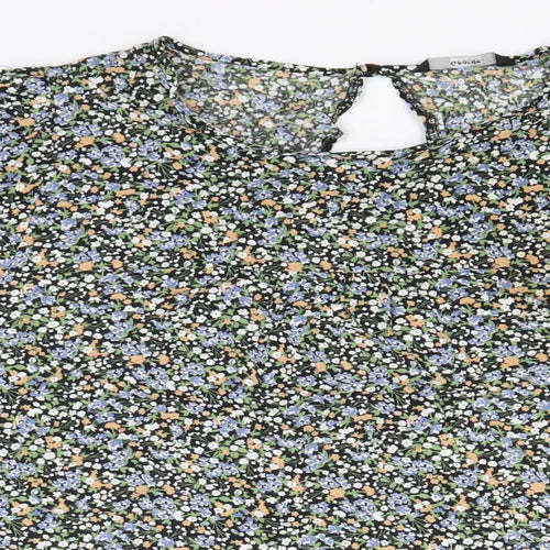 George Womens Black Floral Viscose Basic Blouse Size 24 Round Neck