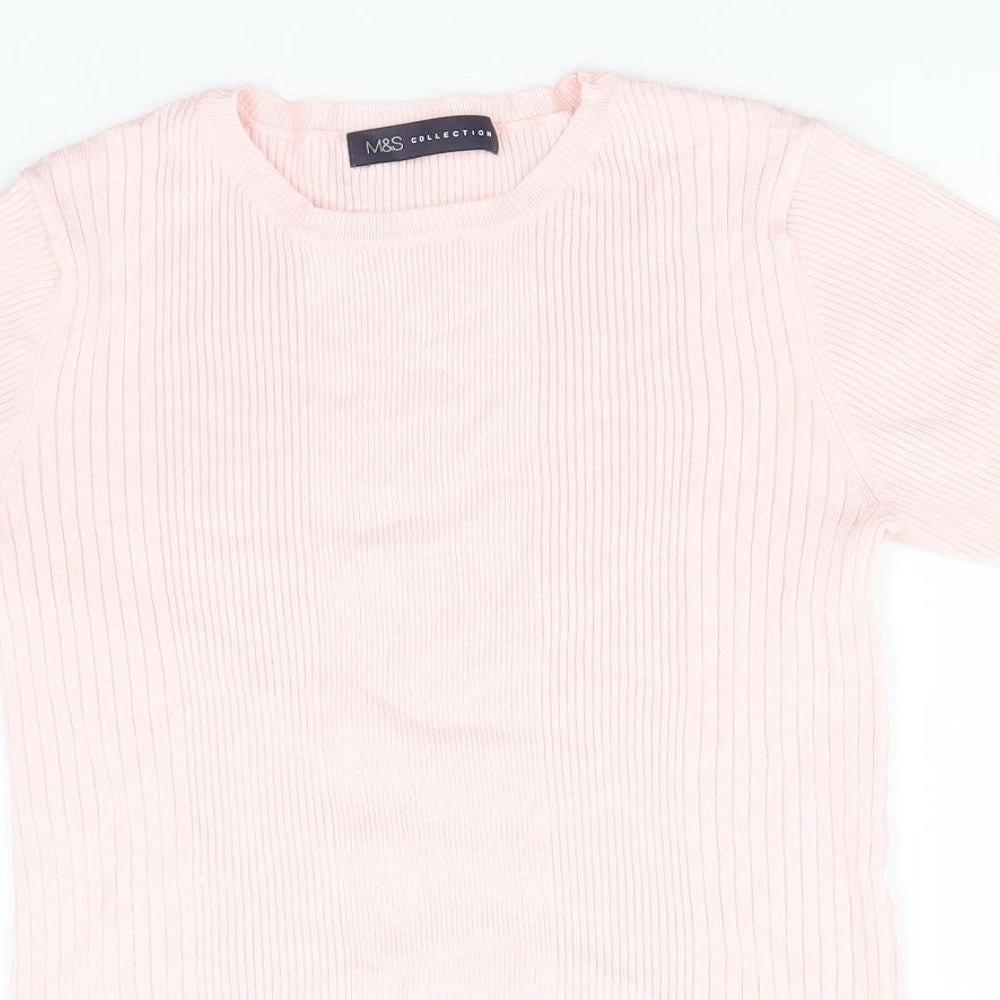 Marks and Spencer Womens Pink Round Neck  Viscose Pullover Jumper Size 12