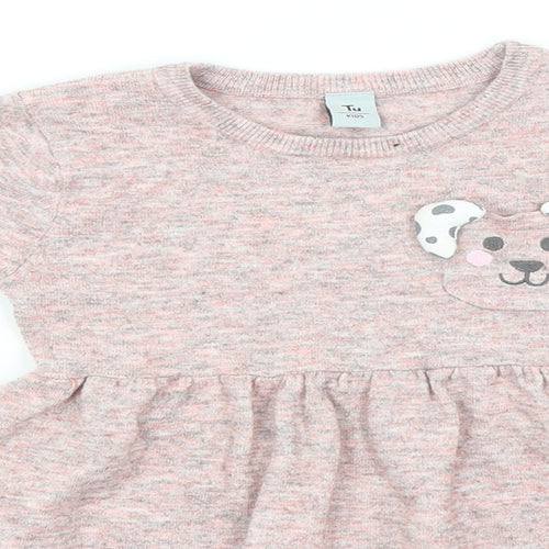 TU Girls Grey  Viscose A-Line  Size 2-3 Years  Round Neck