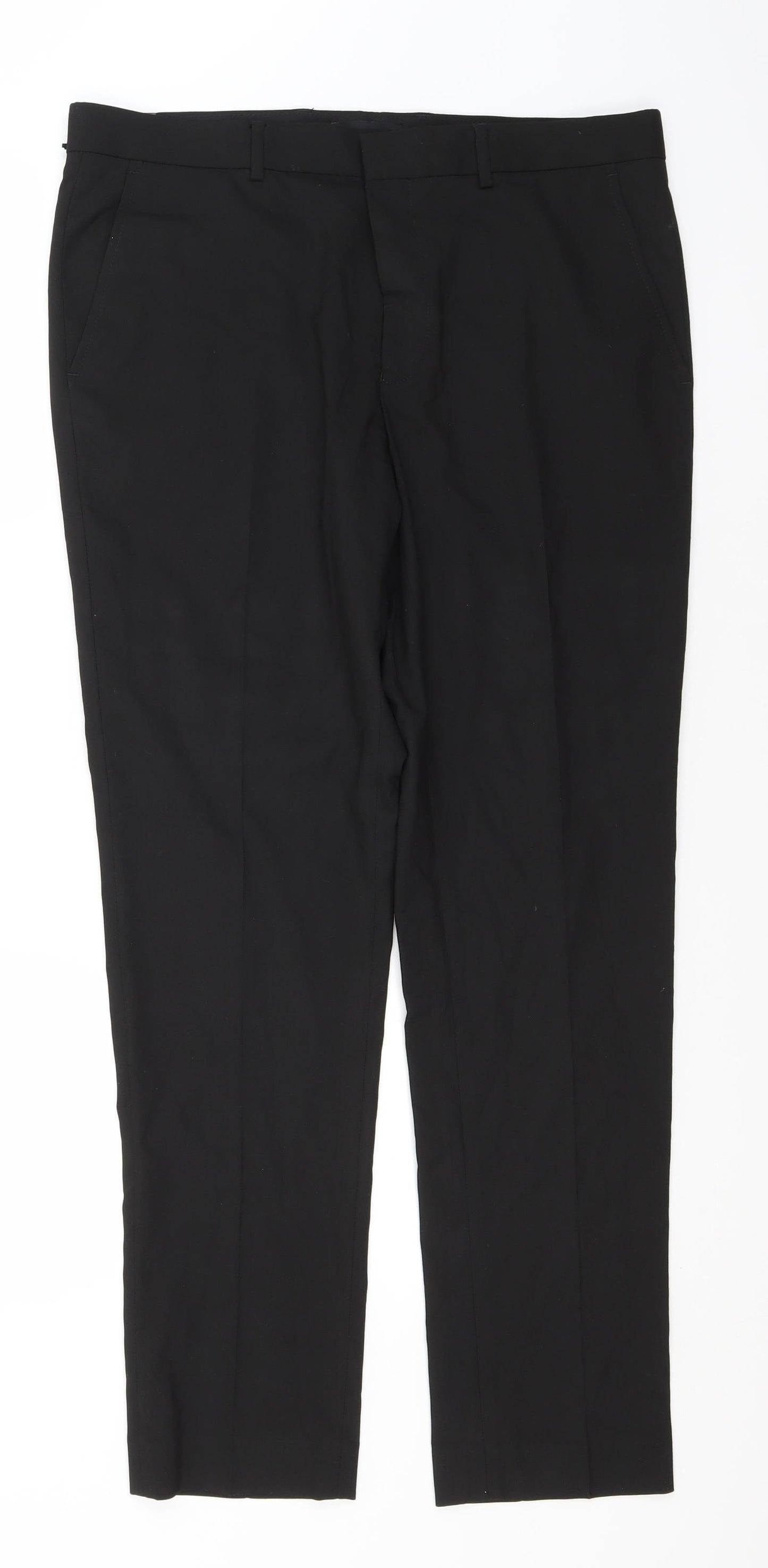 River Island Mens Black  Polyester Trousers  Size 34 in L31 in Regular