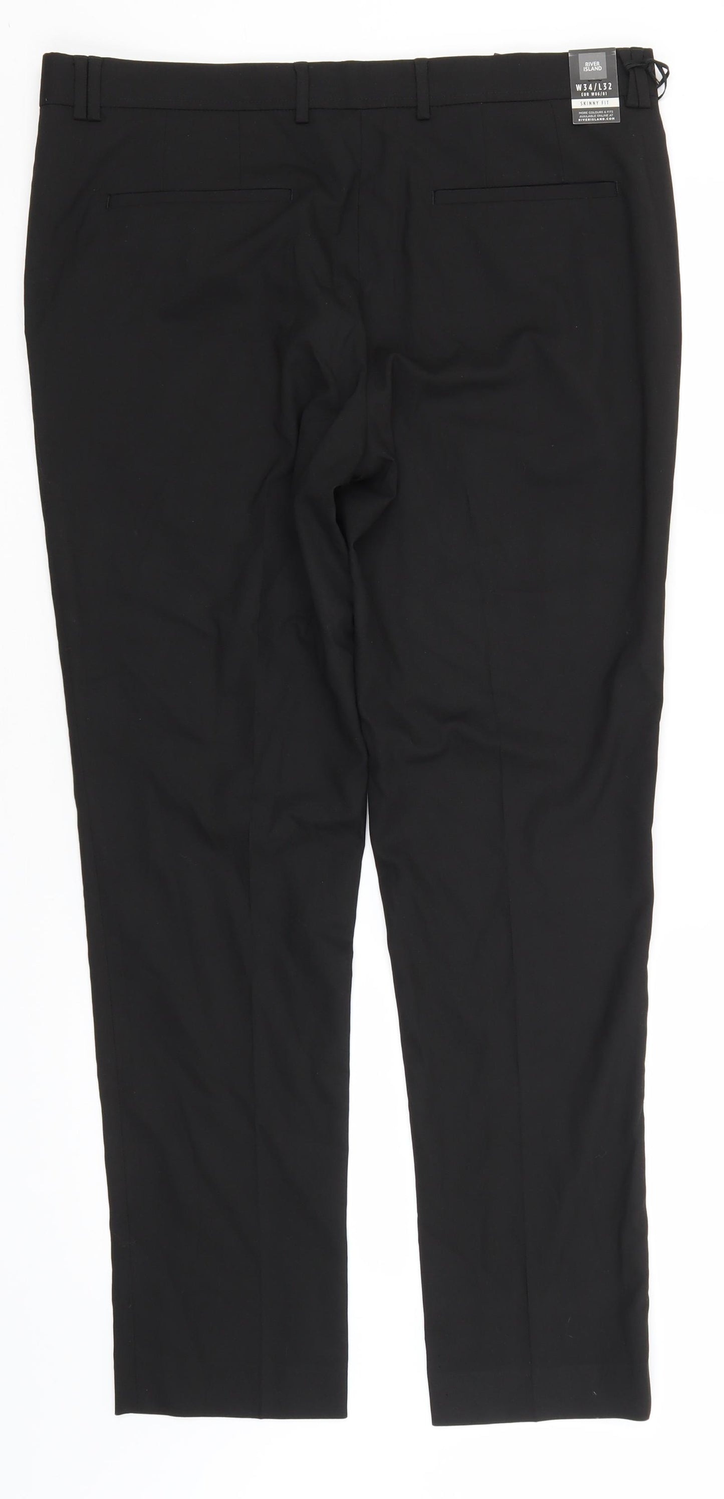 River Island Mens Black  Polyester Trousers  Size 34 in L31 in Regular
