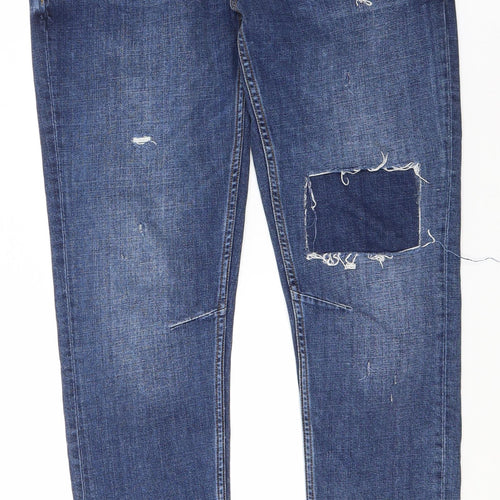 River Island Womens Blue  Cotton Straight Jeans Size 34 in L30 in Regular