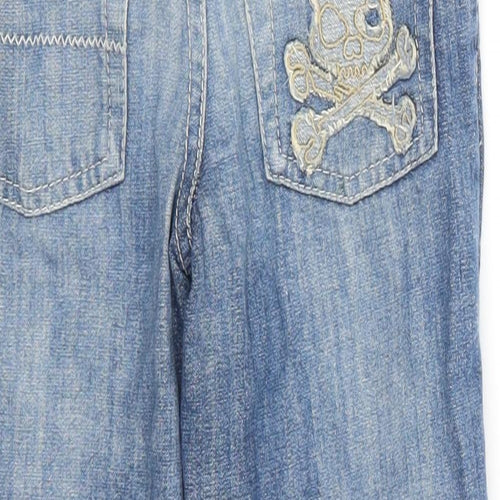 Denim & Co. Boys Blue  Cotton Straight Jeans Size 5-6 Years  Regular  - Skull and Bones