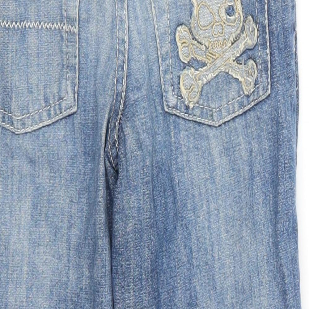 Denim & Co. Boys Blue  Cotton Straight Jeans Size 5-6 Years  Regular  - Skull and Bones