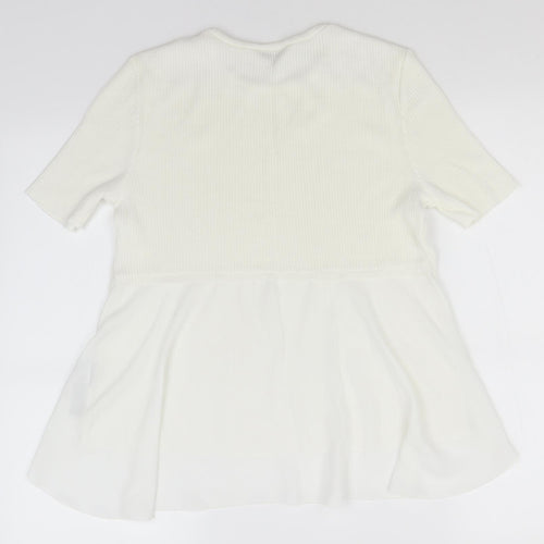 Miss Selfridge Womens White Round Neck  Acrylic Pullover Jumper Size 12