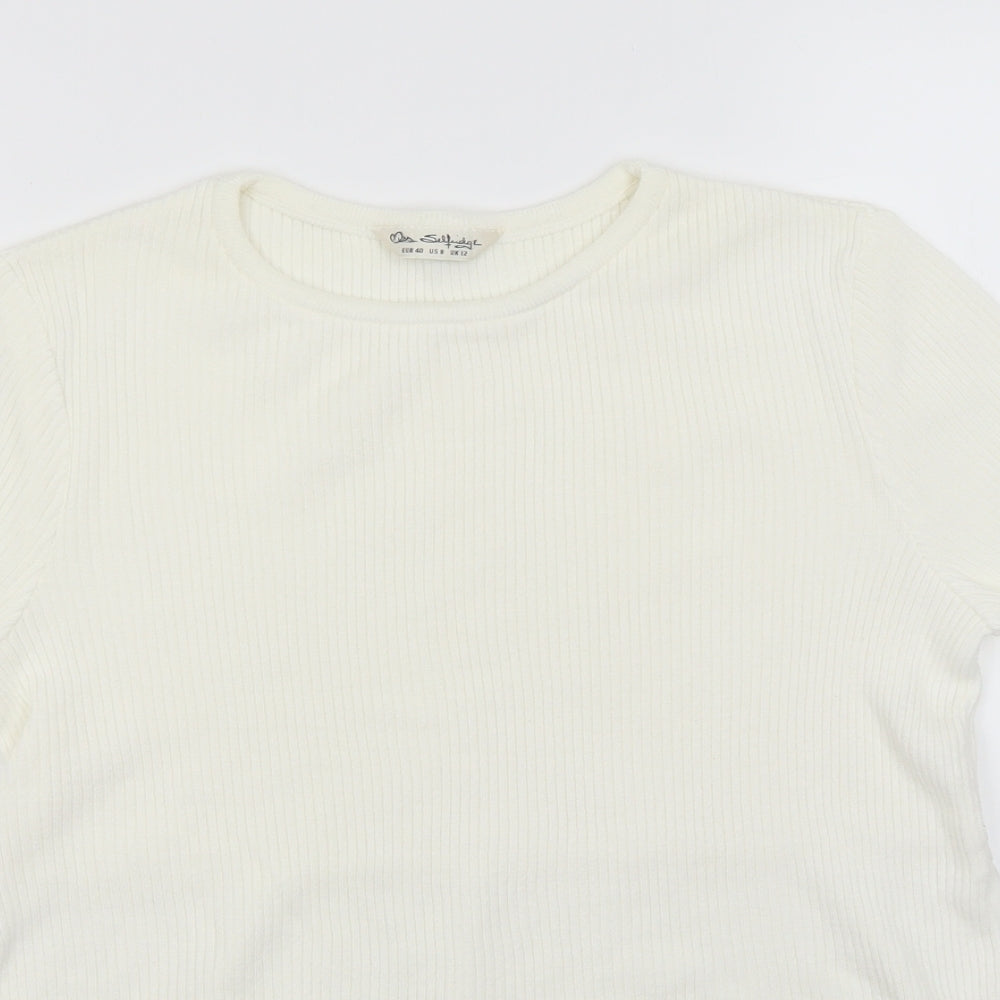 Miss Selfridge Womens White Round Neck  Acrylic Pullover Jumper Size 12