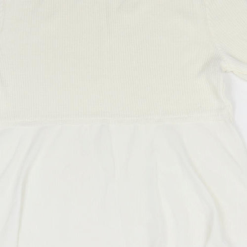 Miss Selfridge Womens White Round Neck  Acrylic Pullover Jumper Size 12