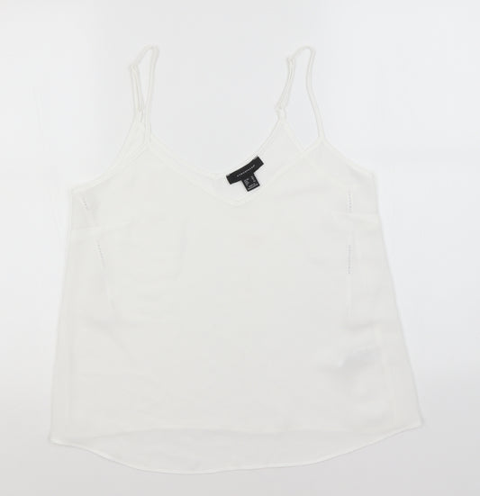 Front view of Atmosphere women’s white polyester basic tank, size UK 10, off the shoulder