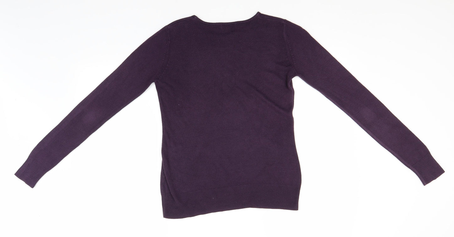 MK one Womens Blue Round Neck  Acrylic Pullover Jumper Size S