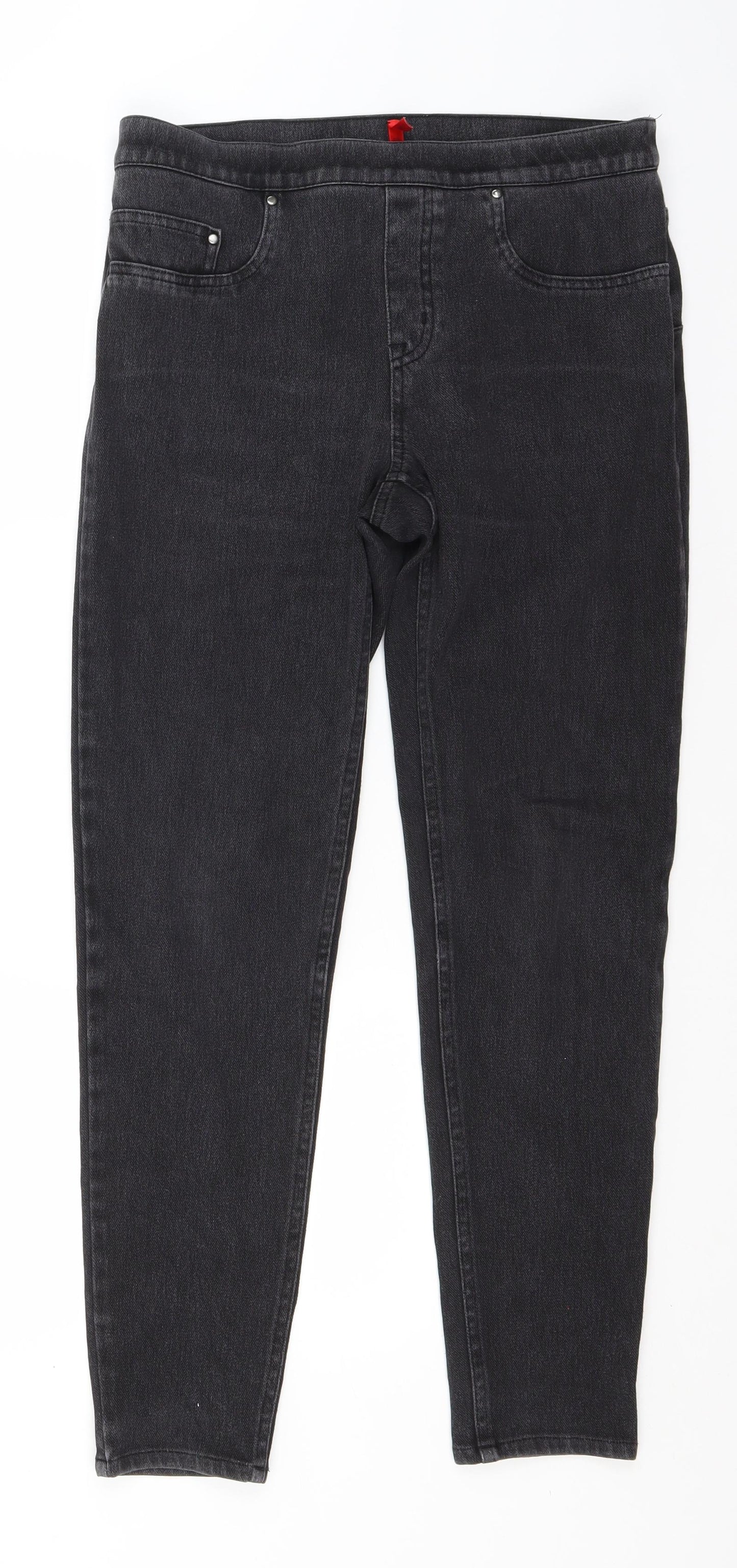 Spanx Womens Grey  Cotton Straight Jeans Size 16 L28 in Regular