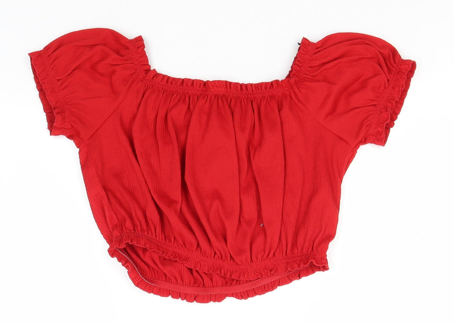 Divided Womens Red  Polyester Basic T-Shirt Size M Square Neck