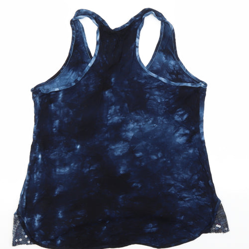 Papaya Womens Blue Geometric Viscose Basic Tank Size 16 Roll Neck