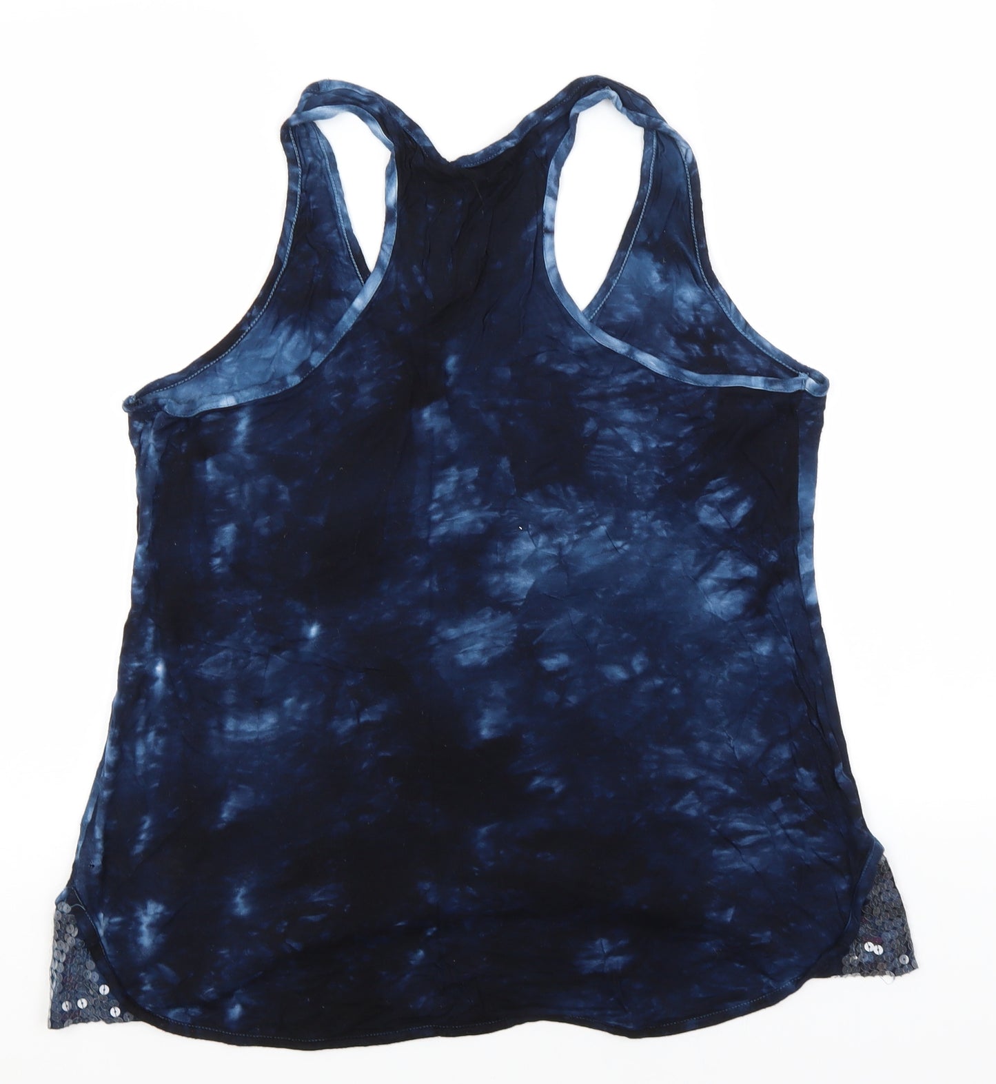 Papaya Womens Blue Geometric Viscose Basic Tank Size 16 Roll Neck