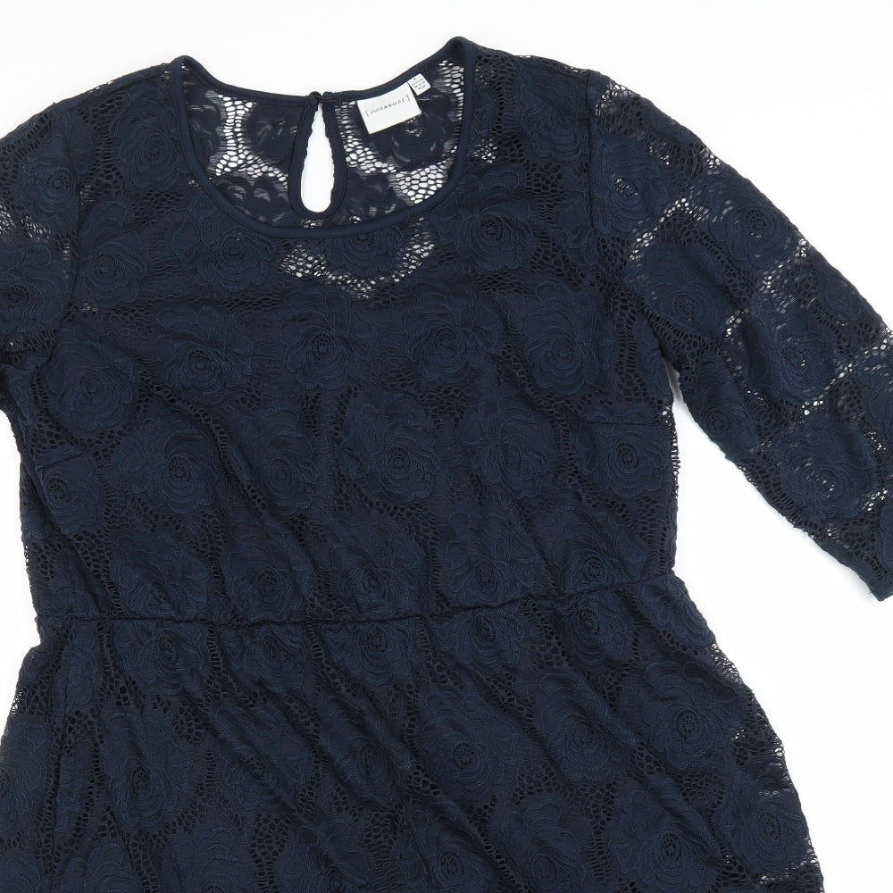 JUNAROSE Womens Blue Floral  A-Line  Size 18  Round Neck