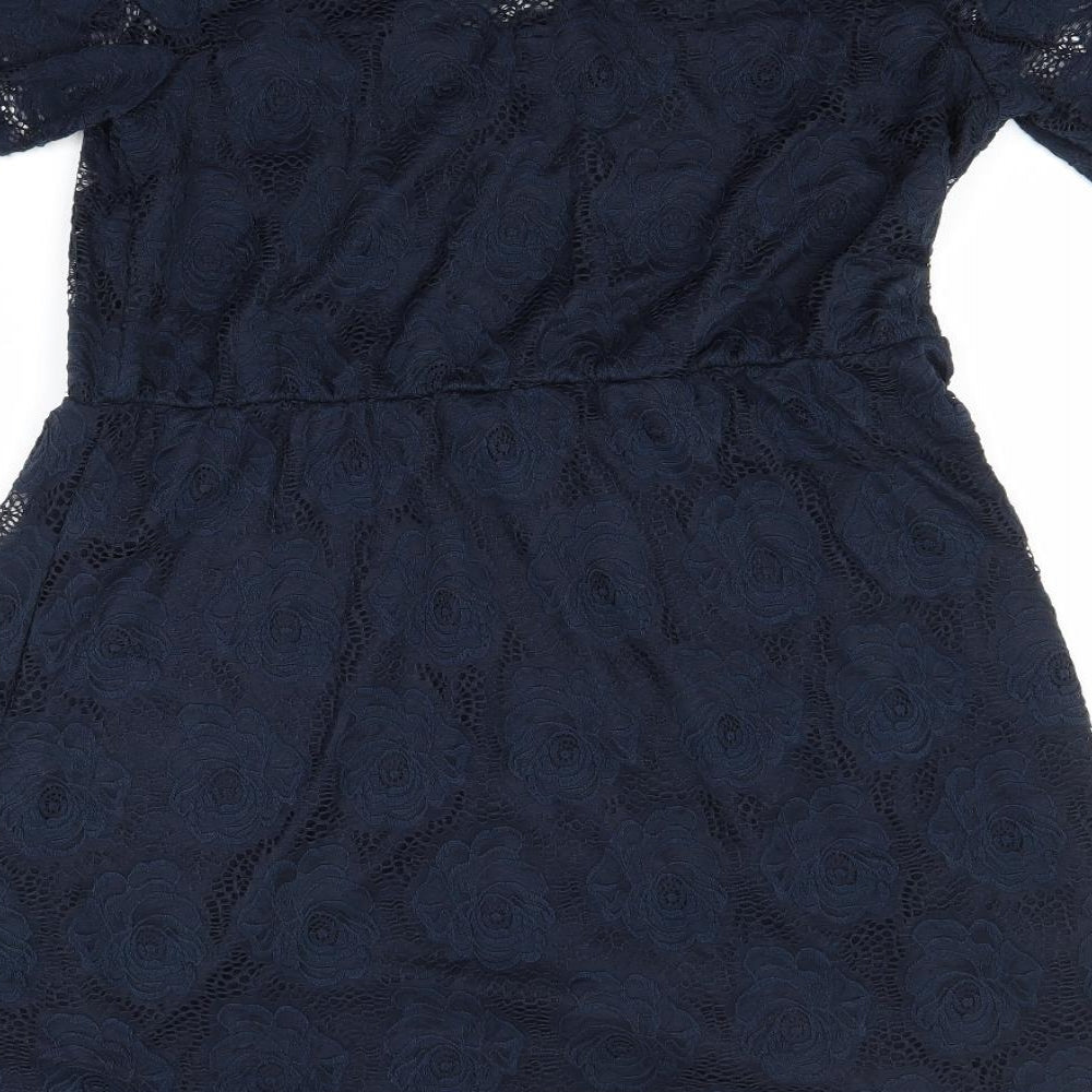 JUNAROSE Womens Blue Floral  A-Line  Size 18  Round Neck