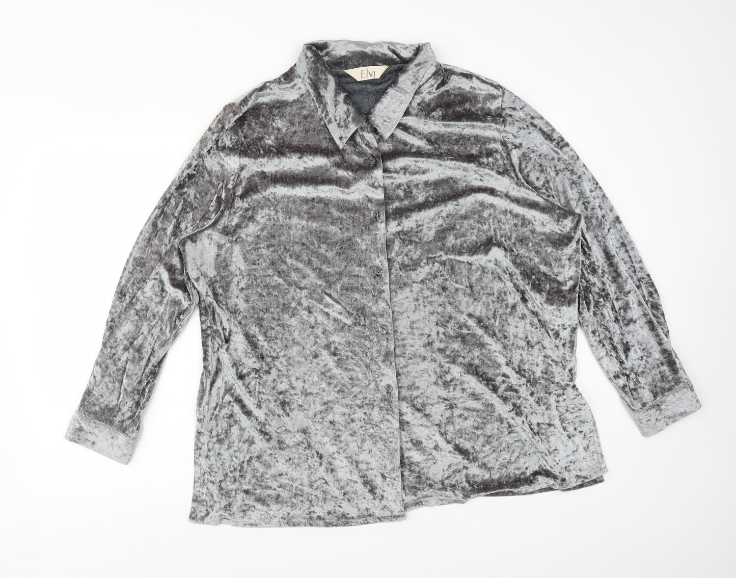 ELVI Womens Silver  Polyester Basic Button-Up Size 20 Collared
