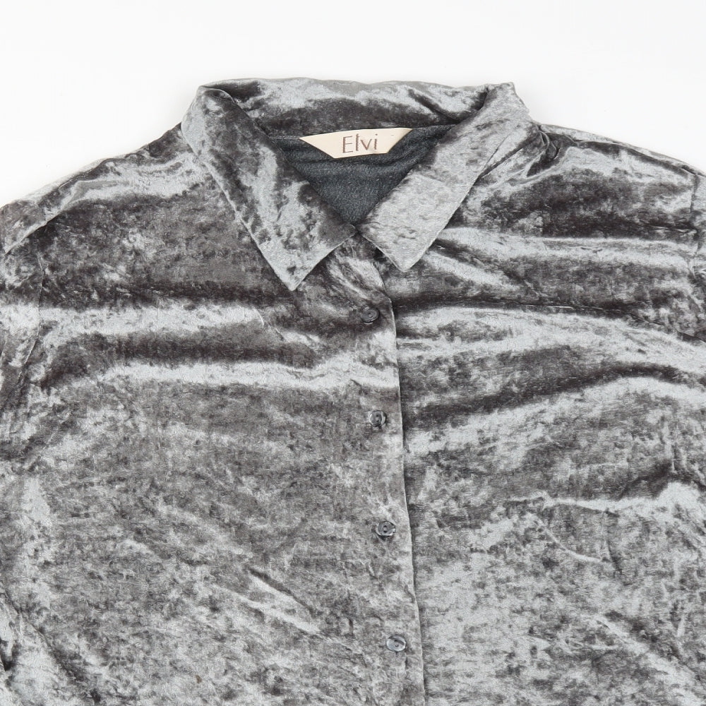 ELVI Womens Silver  Polyester Basic Button-Up Size 20 Collared