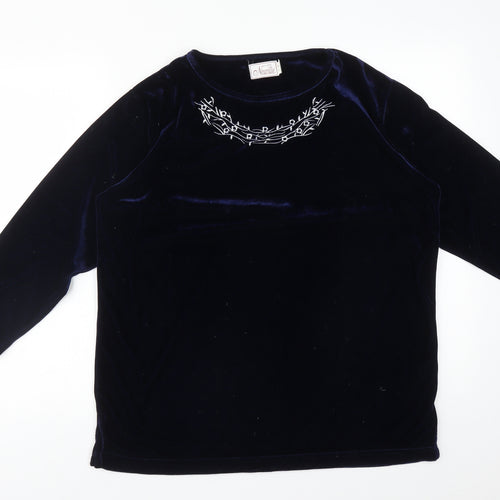 CLAIRE NEUVILLE Womens Black  Polyester Basic T-Shirt Size 16 Round Neck