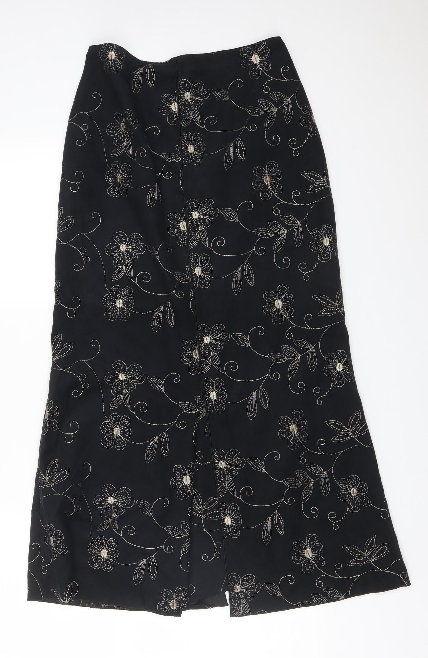 SATSUMA Womens Black Floral Polyester Flare Skirt Size 10