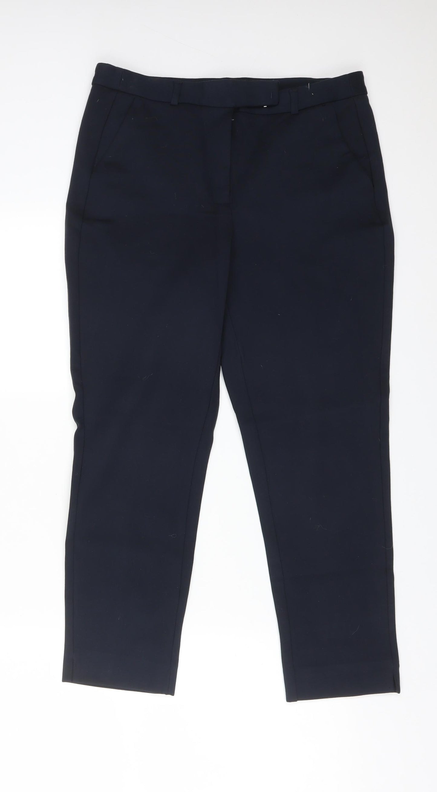 M&S Womens Blue  Viscose Dress Pants Trousers Size 12 L24 in Regular