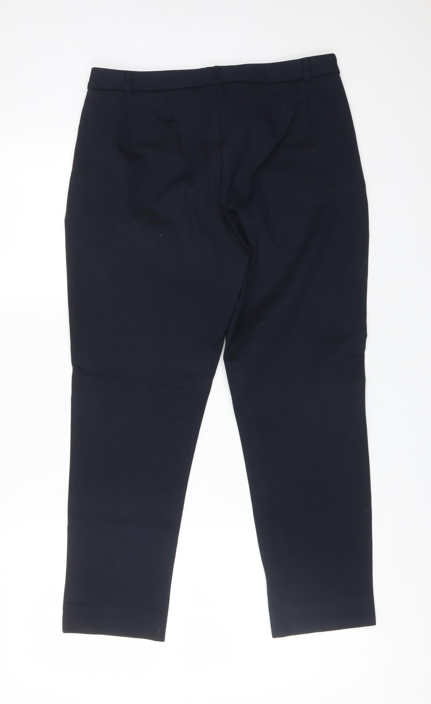 M&S Womens Blue  Viscose Dress Pants Trousers Size 12 L24 in Regular