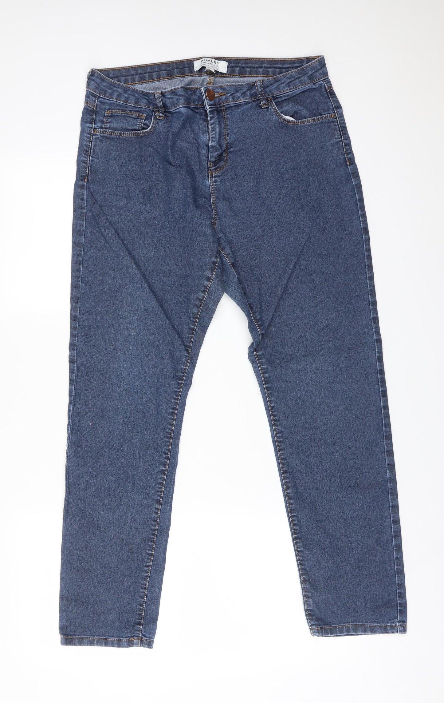 Dorothy Perkins Womens Blue  Cotton Straight Jeans Size 14 L28 in Regular