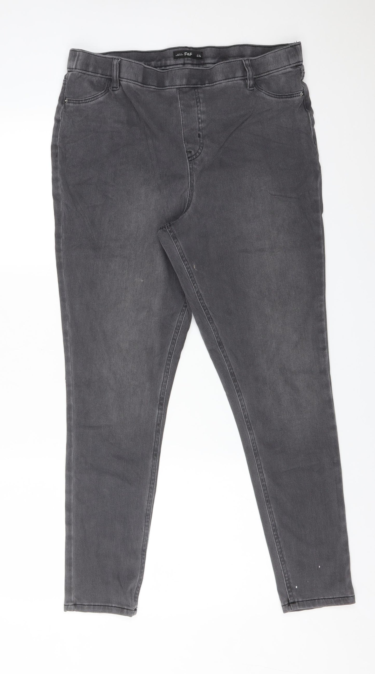 F&F Womens Grey  Cotton Jegging Jeans Size 16 L28 in Regular
