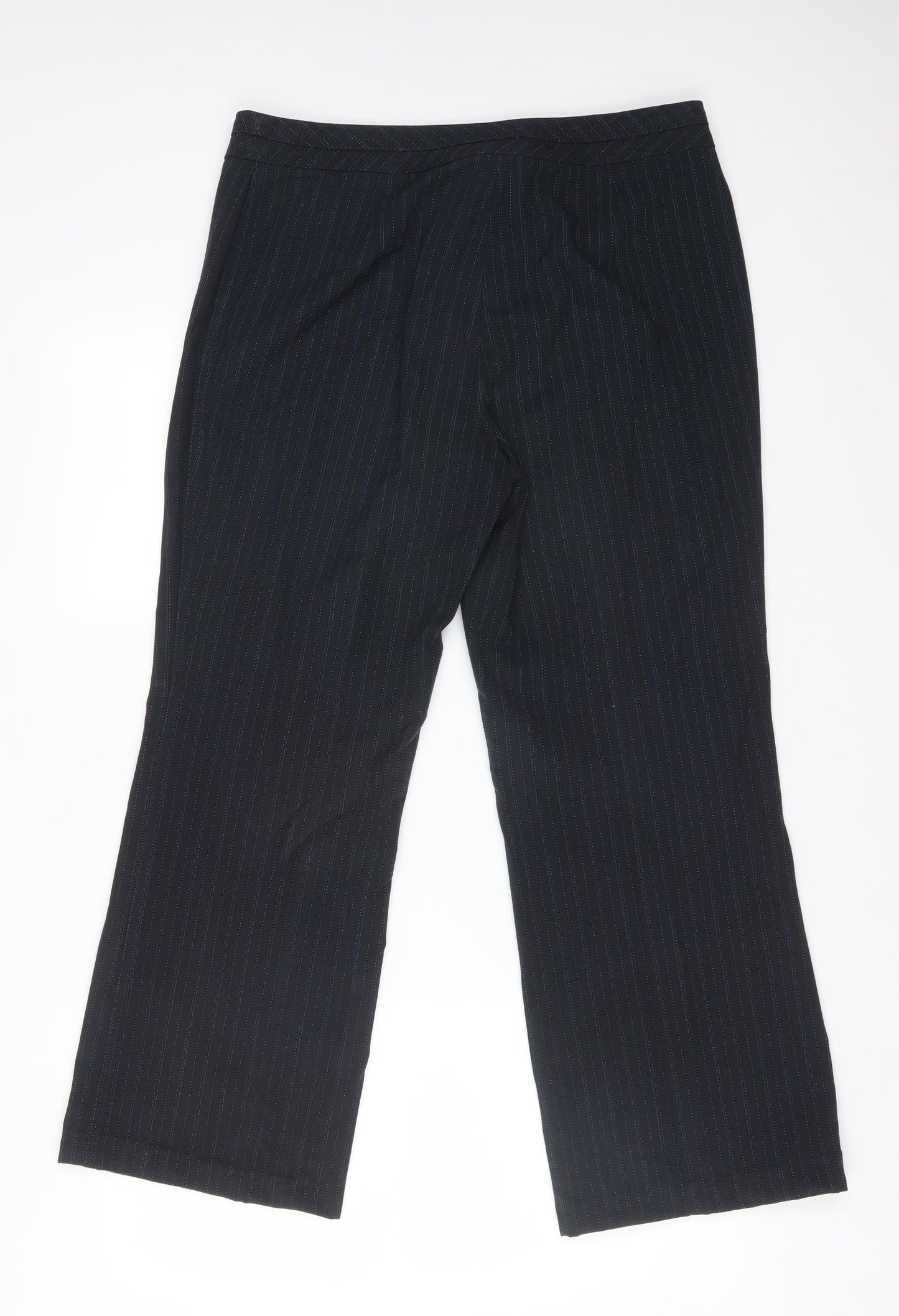 M&S Womens Multicoloured Striped Polyester Trousers  Size 14 L27 in Regular
