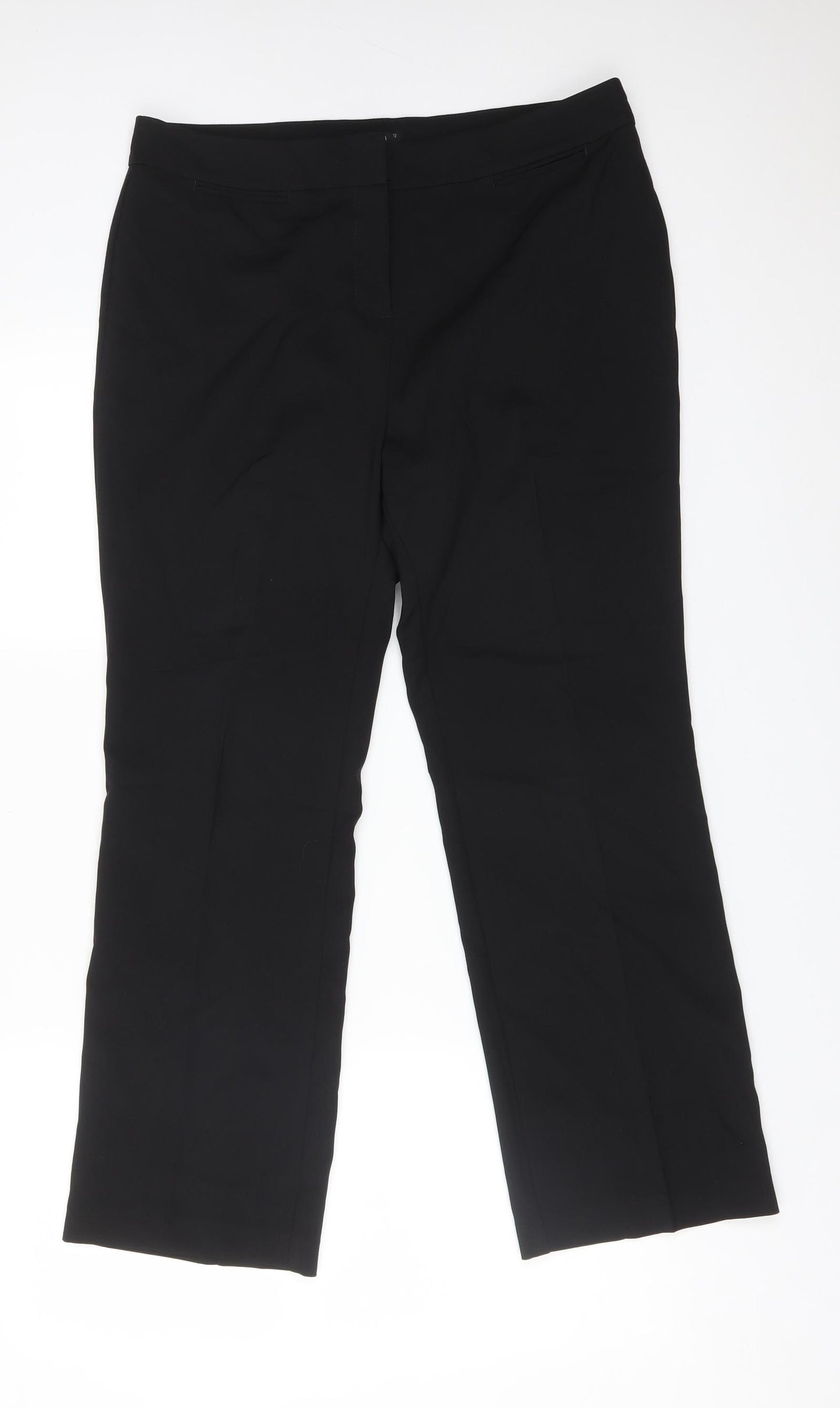 Papaya Womens Black  Polyester Dress Pants Trousers Size 12 L27 in Regular