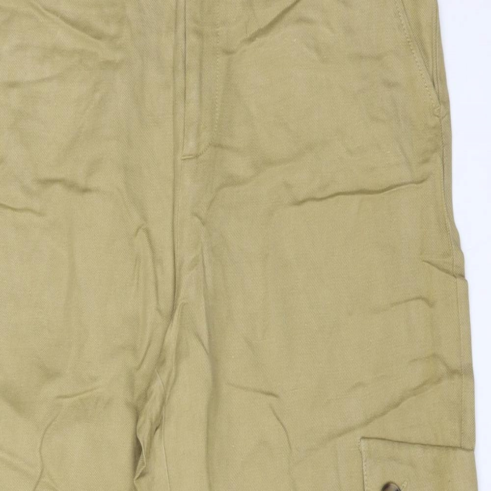 Zara Womens Brown  Linen Cargo Trousers Size M L25 in Regular