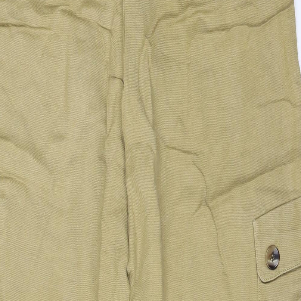 Zara Womens Brown  Linen Cargo Trousers Size M L25 in Regular