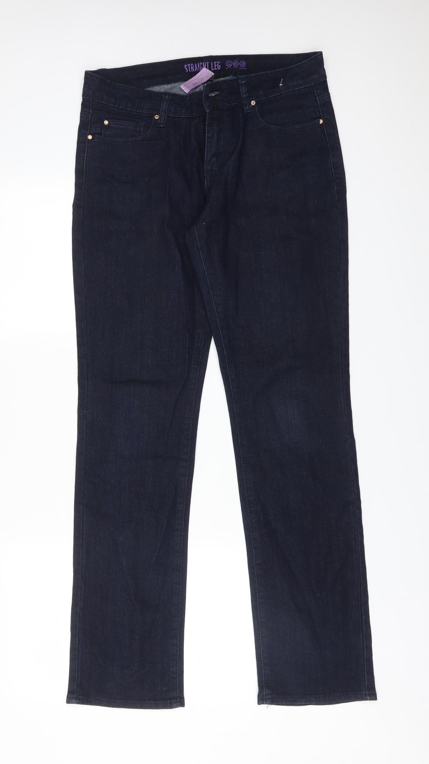 DENIM CO Womens Blue  Cotton Straight Jeans Size 12 L32 in Regular