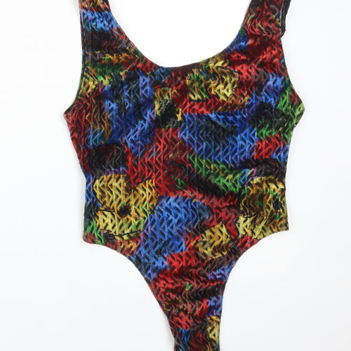 GOLDEN APPLE FASHIONS Womens Multicoloured Geometric Nylon Bodysuit One-Piece One Size