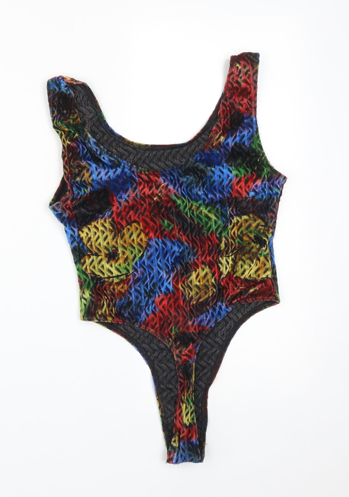GOLDEN APPLE FASHIONS Womens Multicoloured Geometric Nylon Bodysuit One-Piece One Size