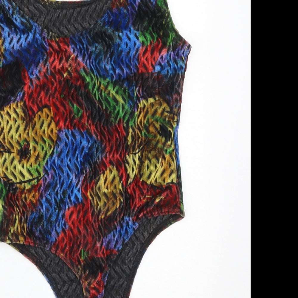 GOLDEN APPLE FASHIONS Womens Multicoloured Geometric Nylon Bodysuit One-Piece One Size