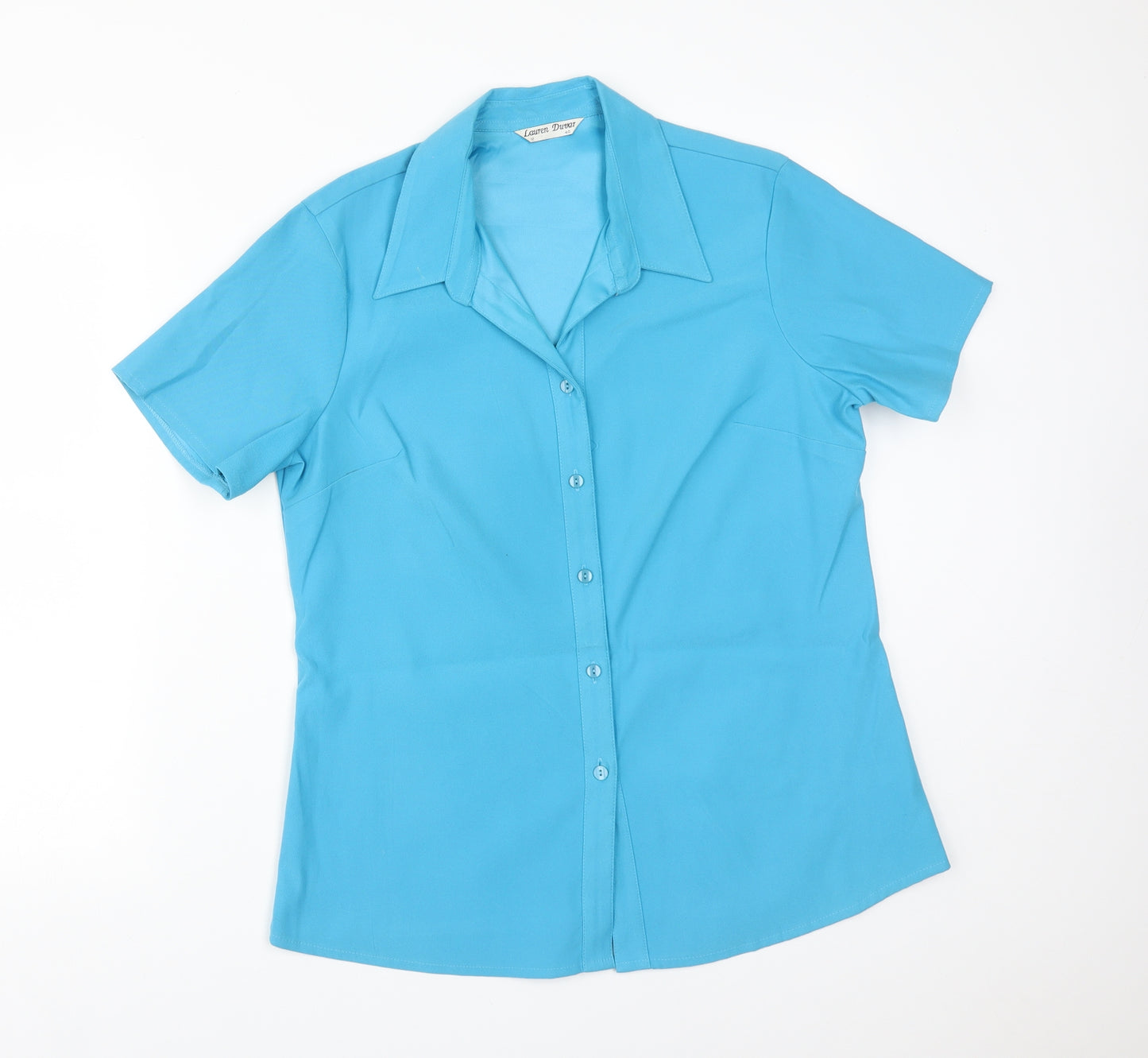 LAUREN DUVAR Womens Blue  Polyester Basic Button-Up Size 12 Collared