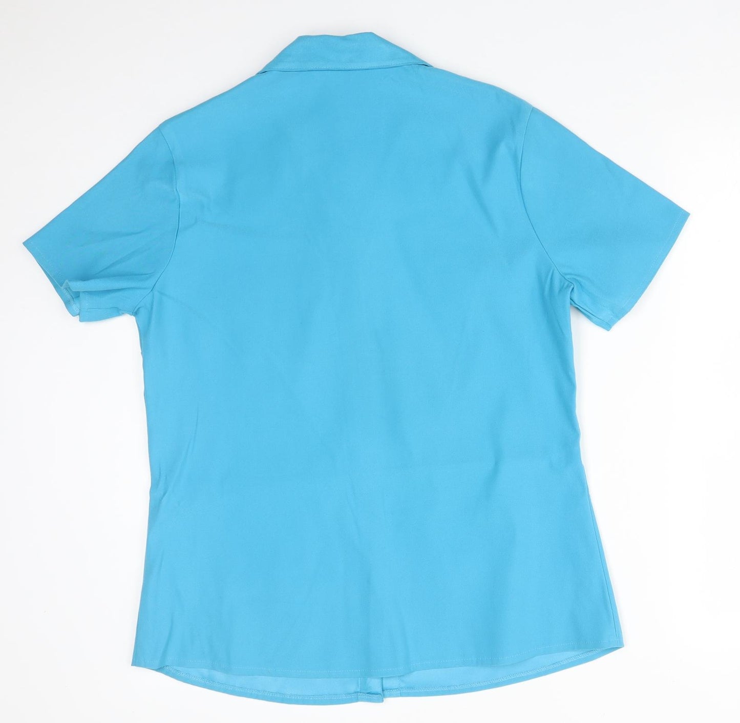 LAUREN DUVAR Womens Blue  Polyester Basic Button-Up Size 12 Collared