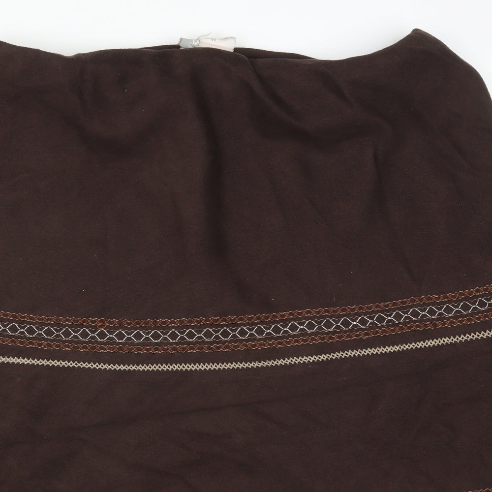 Preworn Womens Brown Argyle/Diamond Polyester A-Line Skirt Size 16