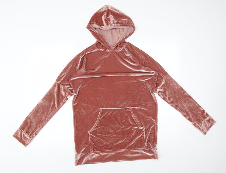 Preworn Womens Pink  Polyester Pullover Hoodie Size L