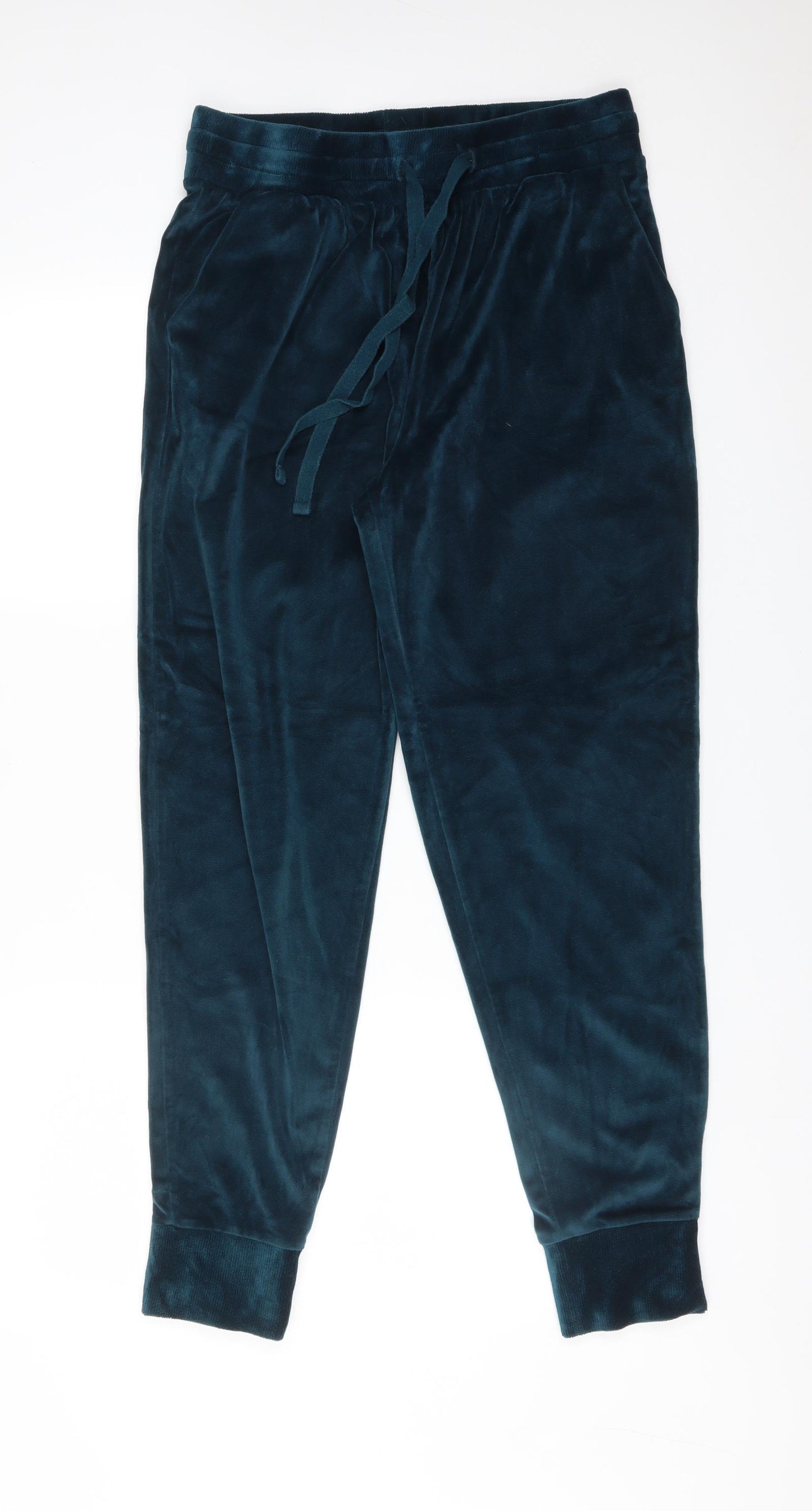 M&S Womens Blue  Polyester Jogger Trousers Size 14 L29 in Regular