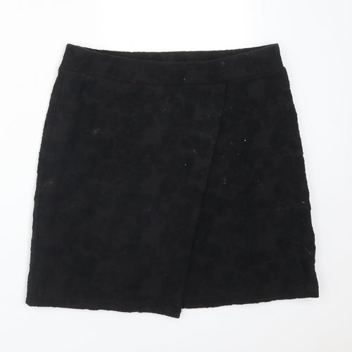 Topshop Womens Black Floral Polyester Straight & Pencil Skirt Size 12