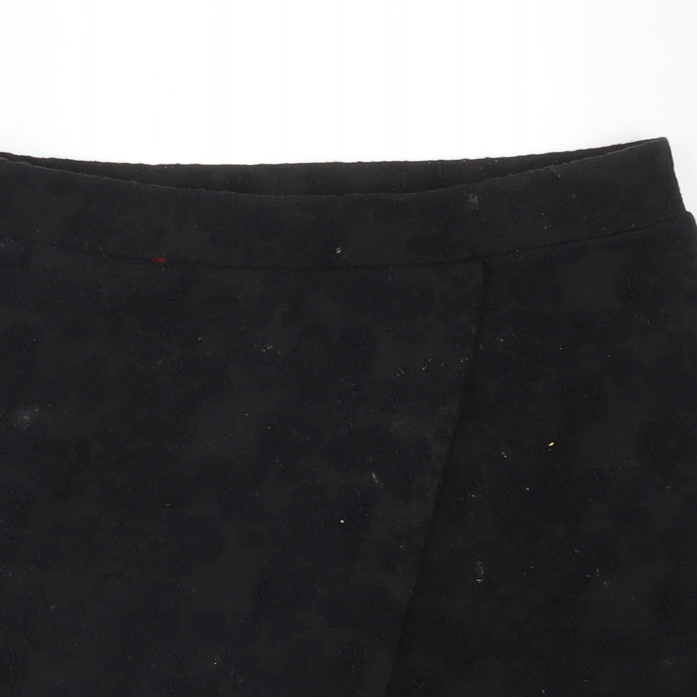 Topshop Womens Black Floral Polyester Straight & Pencil Skirt Size 12
