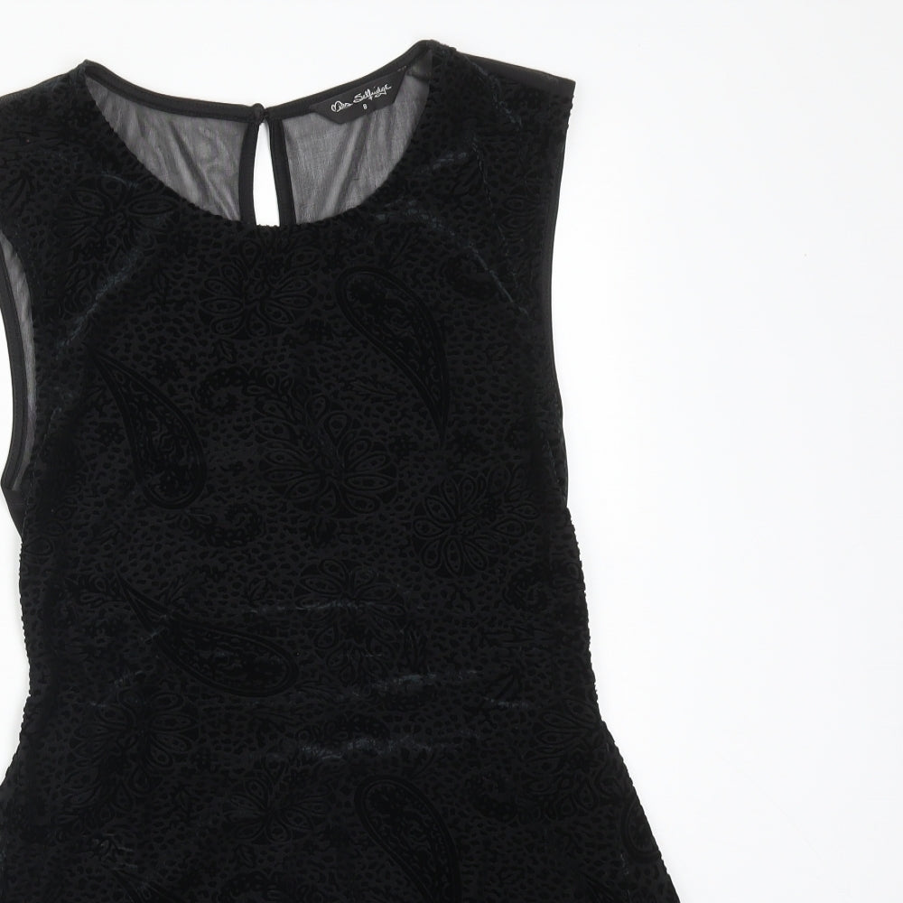 Miss Selfridge Womens Multicoloured Paisley Nylon Basic T-Shirt Size 8 Round Neck