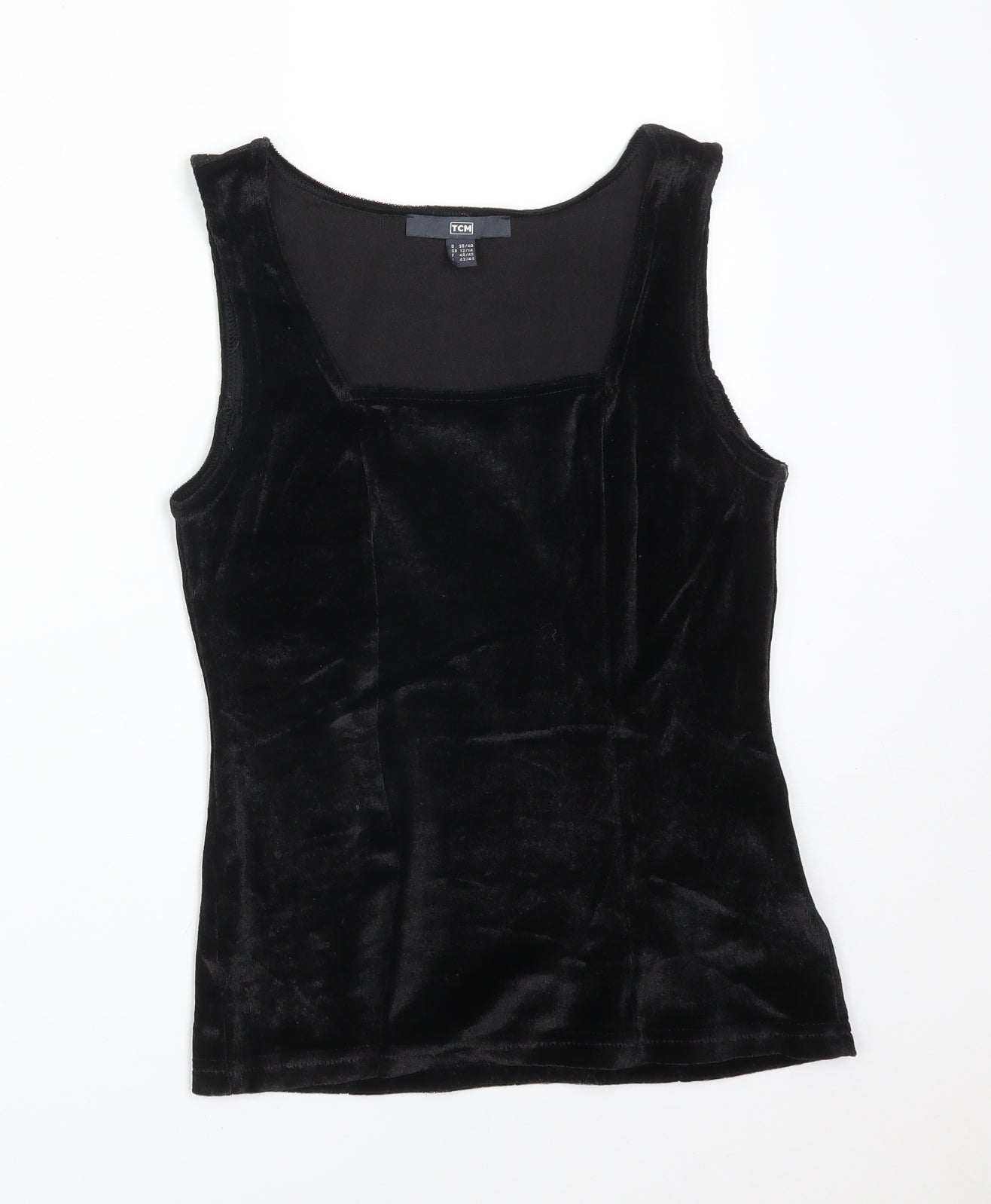 TCM Womens Black  Polyester Basic Tank Size 14 Square Neck