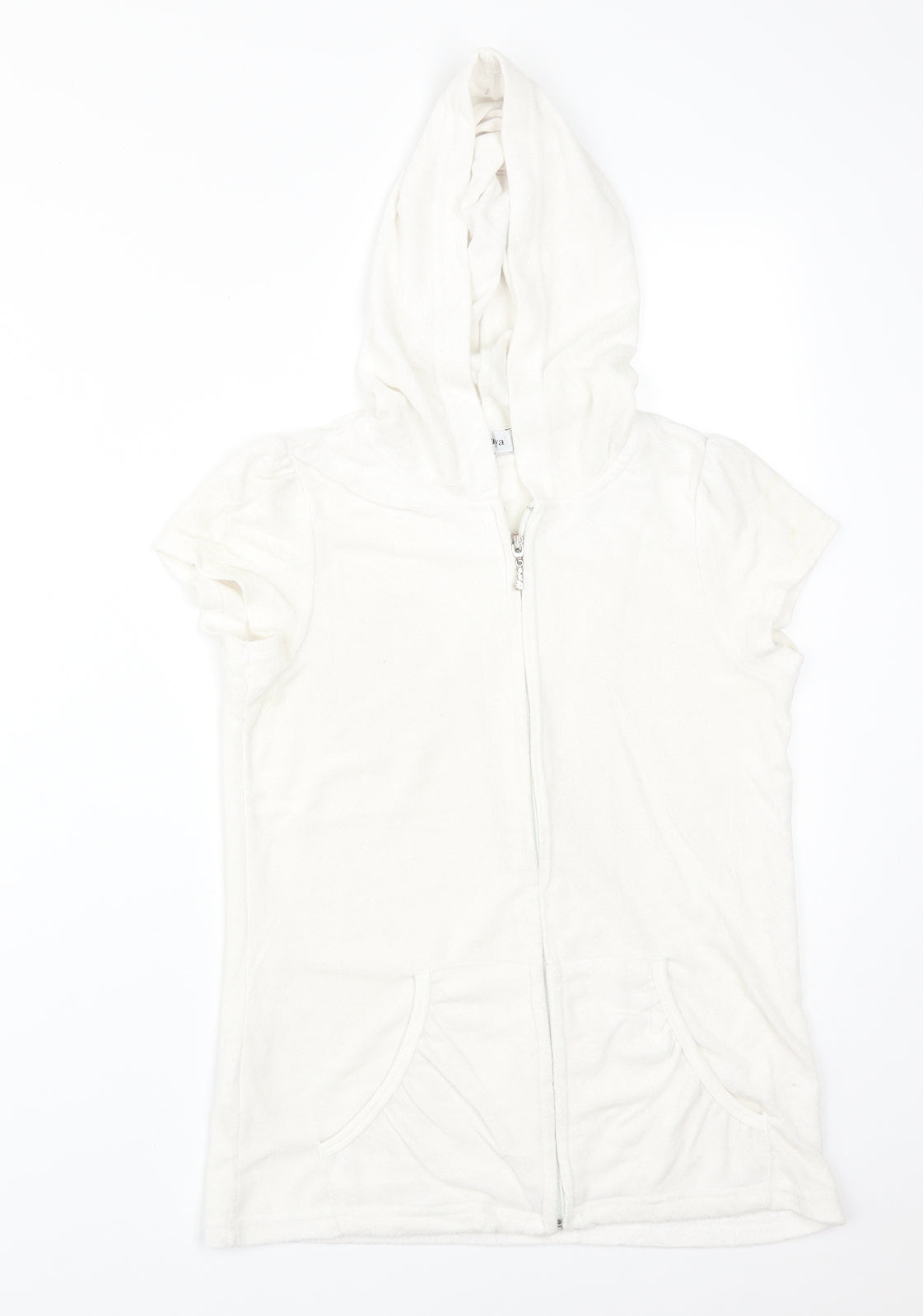 Papaya Womens White  Cotton Full Zip Hoodie Size 8