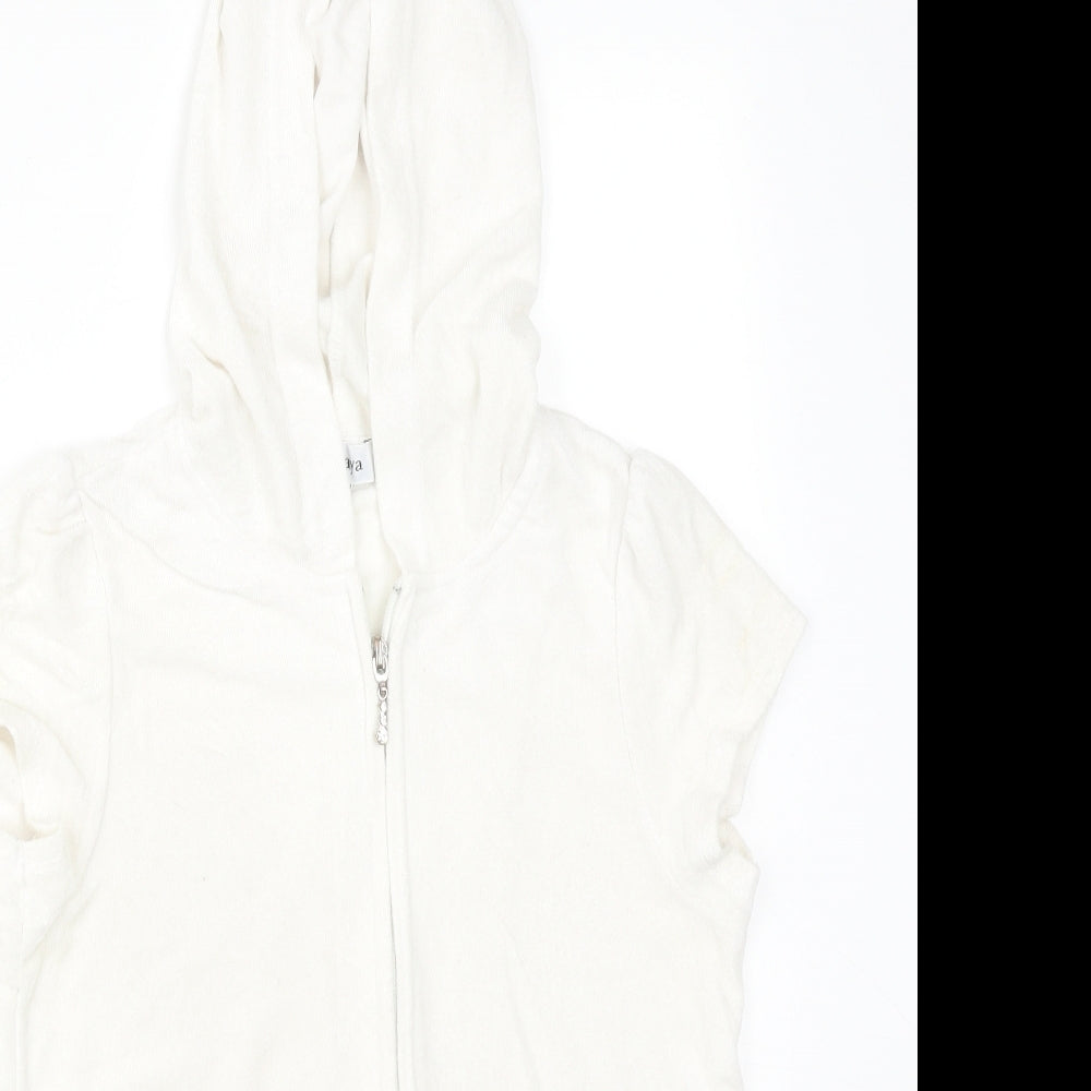 Papaya Womens White  Cotton Full Zip Hoodie Size 8