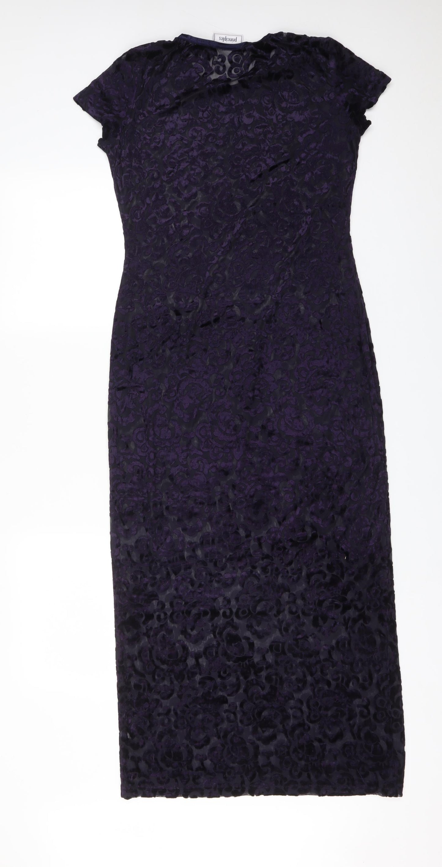 Principles Womens Purple Geometric  Maxi  Size 10  Round Neck