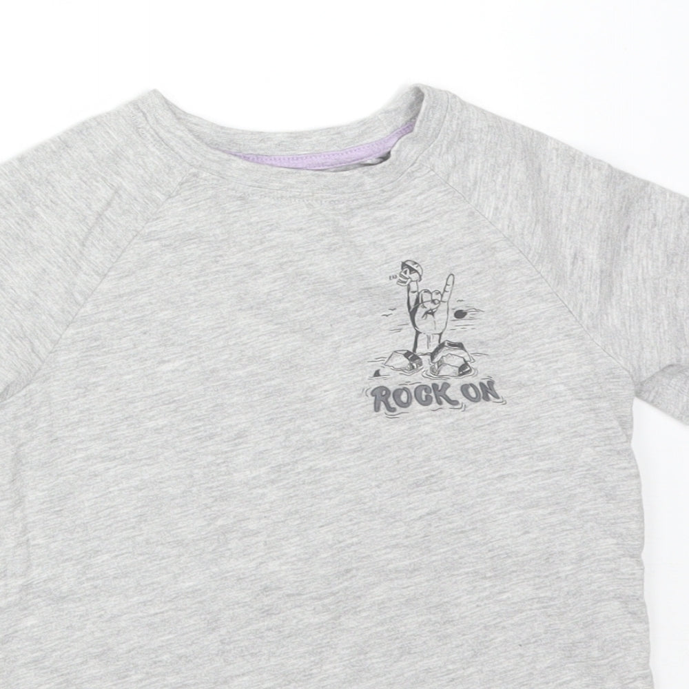 TU Boys Grey  Cotton Basic T-Shirt Size 4 Years Round Neck  - ROCK ON