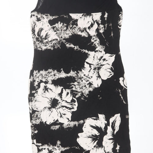 Quiz Womens Black Floral Viscose Shift  Size 16  Round Neck