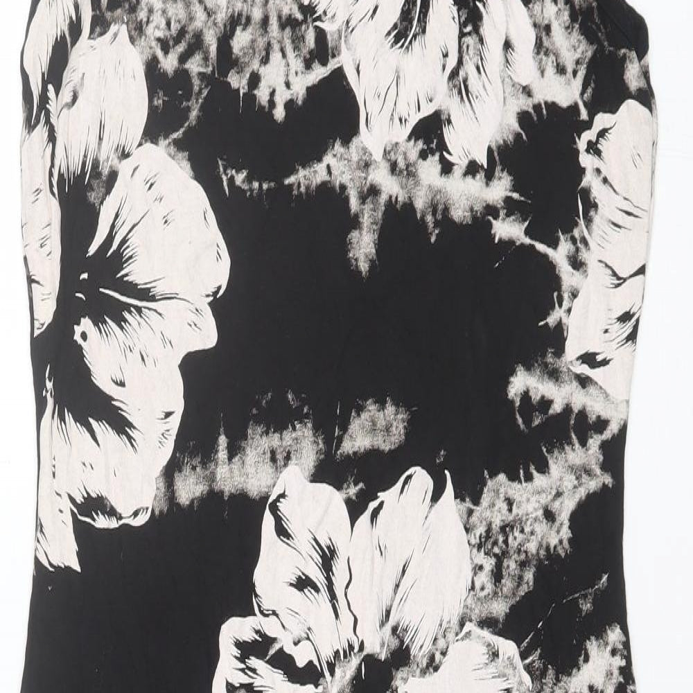 Quiz Womens Black Floral Viscose Shift  Size 16  Round Neck